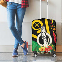 Tamtam Drum Vanuatu Luggage Cover Boar Tusk Aboriginal Flag Style LT14 - Polynesian Pride
