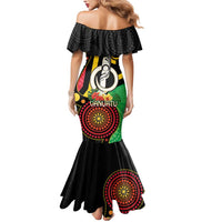 Tamtam Drum Vanuatu Mermaid Dress Boar Tusk Aboriginal Flag Style LT14 - Polynesian Pride