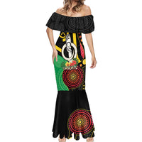 Tamtam Drum Vanuatu Mermaid Dress Boar Tusk Aboriginal Flag Style LT14 - Polynesian Pride