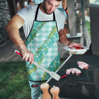 Hawaii Jade Vine Lei Apron Aloha Palaka Motif - Turquoise - Polynesian Pride