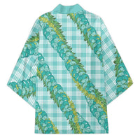 Hawaii Jade Vine Lei Kimono Aloha Palaka Motif - Turquoise - Polynesian Pride