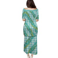 Hawaii Jade Vine Lei Puletasi Aloha Palaka Motif - Turquoise - Polynesian Pride