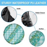 Hawaii Jade Vine Lei Spare Tire Cover Aloha Palaka Motif - Turquoise - Polynesian Pride