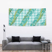 Hawaii Jade Vine Lei Tapestry Aloha Palaka Motif - Turquoise - Polynesian Pride