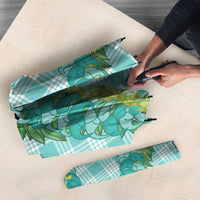 Hawaii Jade Vine Lei Umbrella Aloha Palaka Motif - Turquoise - Polynesian Pride