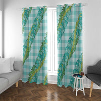 Hawaii Jade Vine Lei Window Curtain Aloha Palaka Motif - Turquoise - Polynesian Pride