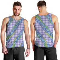 Hawaii Jade Vine Lei Men Tank Top Aloha Palaka Motif - Purple - Polynesian Pride