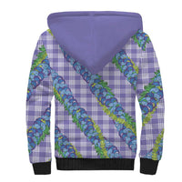 Hawaii Jade Vine Lei Sherpa Hoodie Aloha Palaka Motif - Purple - Polynesian Pride