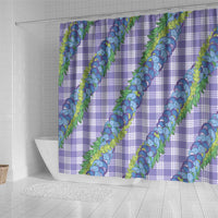 Hawaii Jade Vine Lei Shower Curtain Aloha Palaka Motif - Purple - Polynesian Pride