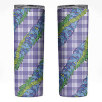Hawaii Jade Vine Lei Skinny Tumbler Aloha Palaka Motif - Purple - Polynesian Pride