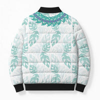 Jade Vine Lei Hawaii Bomber Puffer Jacket Aloha Seamless Tropical Leaves - Polynesian Pride