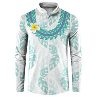 Jade Vine Lei Hawaii Button Sweatshirt Aloha Seamless Tropical Leaves - Polynesian Pride