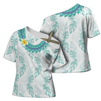 Jade Vine Lei Hawaii Cross Shoulder Shirt Aloha Seamless Tropical Leaves - Polynesian Pride