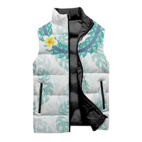 Jade Vine Lei Hawaii Sleeveless Puffer Jacket Aloha Seamless Tropical Leaves - Polynesian Pride