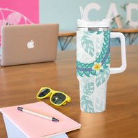 Jade Vine Lei Hawaii Tumbler With Handle Aloha Seamless Tropical Leaves - Polynesian Pride