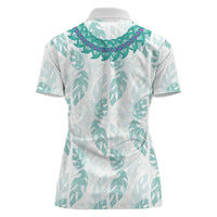 Jade Vine Lei Hawaii Women Polo Shirt Aloha Seamless Tropical Leaves - Polynesian Pride