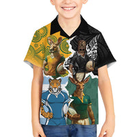 Personalised Rugby 2025 Championship Family Matching Puletasi and Hawaiian Shirt Southern Hemisphere Countries Mascots - Polynesian Pride