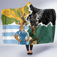 Rugby 2025 Championship Hooded Blanket Southern Hemisphere Countries Mascots - Polynesian Pride