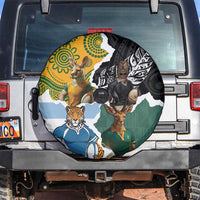 Rugby 2025 Championship Spare Tire Cover Southern Hemisphere Countries Mascots - Polynesian Pride