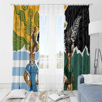Rugby 2025 Championship Window Curtain Southern Hemisphere Countries Mascots - Polynesian Pride