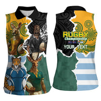 Personalised Rugby 2025 Championship Women Sleeveless Polo Shirt Southern Hemisphere Countries Mascots - Polynesian Pride