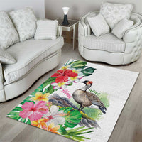 Aloha Hawaii Nene Goose Area Rug Tropical Flowers Watercolor Stylized - Polynesian Pride