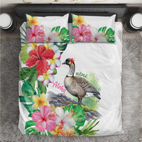 Aloha Hawaii Nene Goose Bedding Set Tropical Flowers Watercolor Stylized - Polynesian Pride