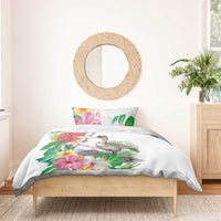 Aloha Hawaii Nene Goose Bedding Set Tropical Flowers Watercolor Stylized - Polynesian Pride