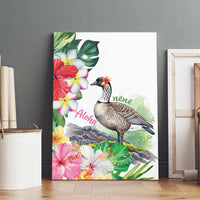 Aloha Hawaii Nene Goose Canvas Wall Art Tropical Flowers Watercolor Stylized - Polynesian Pride
