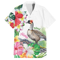 Aloha Hawaii Nene Goose Family Matching Puletasi and Hawaiian Shirt Tropical Flowers Watercolor Stylized - Polynesian Pride