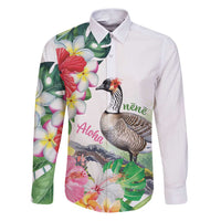 Aloha Hawaii Nene Goose Family Matching Puletasi and Hawaiian Shirt Tropical Flowers Watercolor Stylized - Polynesian Pride