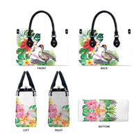 Aloha Hawaii Nene Goose Leather Bag Tropical Flowers Watercolor Stylized - Polynesian Pride
