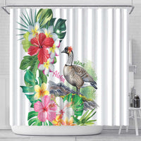Aloha Hawaii Nene Goose Shower Curtain Tropical Flowers Watercolor Stylized - Polynesian Pride