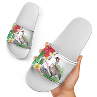 Aloha Hawaii Nene Goose Slide Sandals Tropical Flowers Watercolor Stylized LT14 - Polynesian Pride