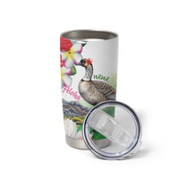 Aloha Hawaii Nene Goose Tumbler Cup Tropical Flowers Watercolor Stylized - Polynesian Pride