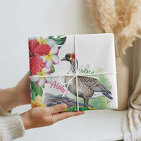 Aloha Hawaii Nene Goose Wrapping Paper Tropical Flowers Watercolor Stylized - Polynesian Pride
