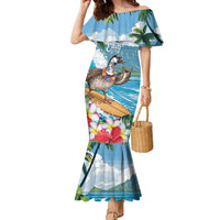 Aloha Hawaii Shaka Nene Goose Family Matching Mermaid Dress and Hawaiian Shirt Surfing Take It Easy - Polynesian Pride