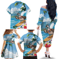 Aloha Hawaii Shaka Nene Goose Family Matching Off The Shoulder Long Sleeve Dress and Hawaiian Shirt Surfing Take It Easy - Polynesian Pride