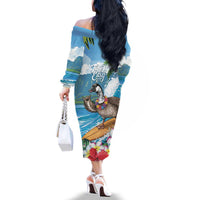 Aloha Hawaii Shaka Nene Goose Family Matching Off The Shoulder Long Sleeve Dress and Hawaiian Shirt Surfing Take It Easy - Polynesian Pride