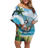 Aloha Hawaii Shaka Nene Goose Family Matching Off Shoulder Short Dress and Hawaiian Shirt Surfing Take It Easy - Polynesian Pride