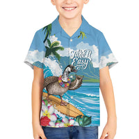 Aloha Hawaii Shaka Nene Goose Kid Hawaiian Shirt Surfing Take It Easy LT14 Kid Blue - Polynesian Pride