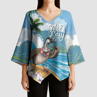 Aloha Hawaii Shaka Nene Goose Kimono Sleeve Blouse Surfing Take It Easy - Polynesian Pride