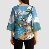 Aloha Hawaii Shaka Nene Goose Kimono Sleeve Blouse Surfing Take It Easy - Polynesian Pride