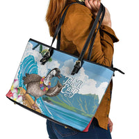 Aloha Hawaii Shaka Nene Goose Leather Tote Bag Surfing Take It Easy - Polynesian Pride