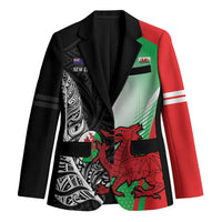 New Zealand and Wales Rugby Custom Blazer Aotearoa All Black Combine Welsh Dragon - Polynesian Pride