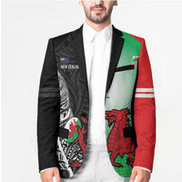 New Zealand and Wales Rugby Custom Blazer Aotearoa All Black Combine Welsh Dragon - Polynesian Pride