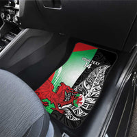 New Zealand and Wales Rugby Custom Car Mats Aotearoa All Black Combine Welsh Dragon - Polynesian Pride
