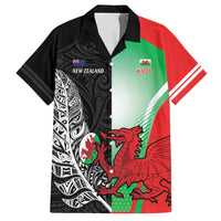 New Zealand and Wales Rugby Custom Family Matching Puletasi and Hawaiian Shirt Aotearoa All Black Combine Welsh Dragon - Polynesian Pride