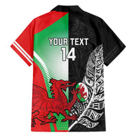 New Zealand and Wales Rugby Custom Family Matching Summer Maxi Dress and Hawaiian Shirt Aotearoa All Black Combine Welsh Dragon - Polynesian Pride