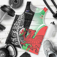 New Zealand and Wales Rugby Custom Men Tank Top Aotearoa All Black Combine Welsh Dragon - Polynesian Pride